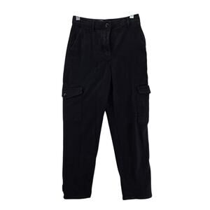 Aritzia Wilfred Free Cargo Pants Womens 8 Black High Rise Straight Leg‎ Cropped